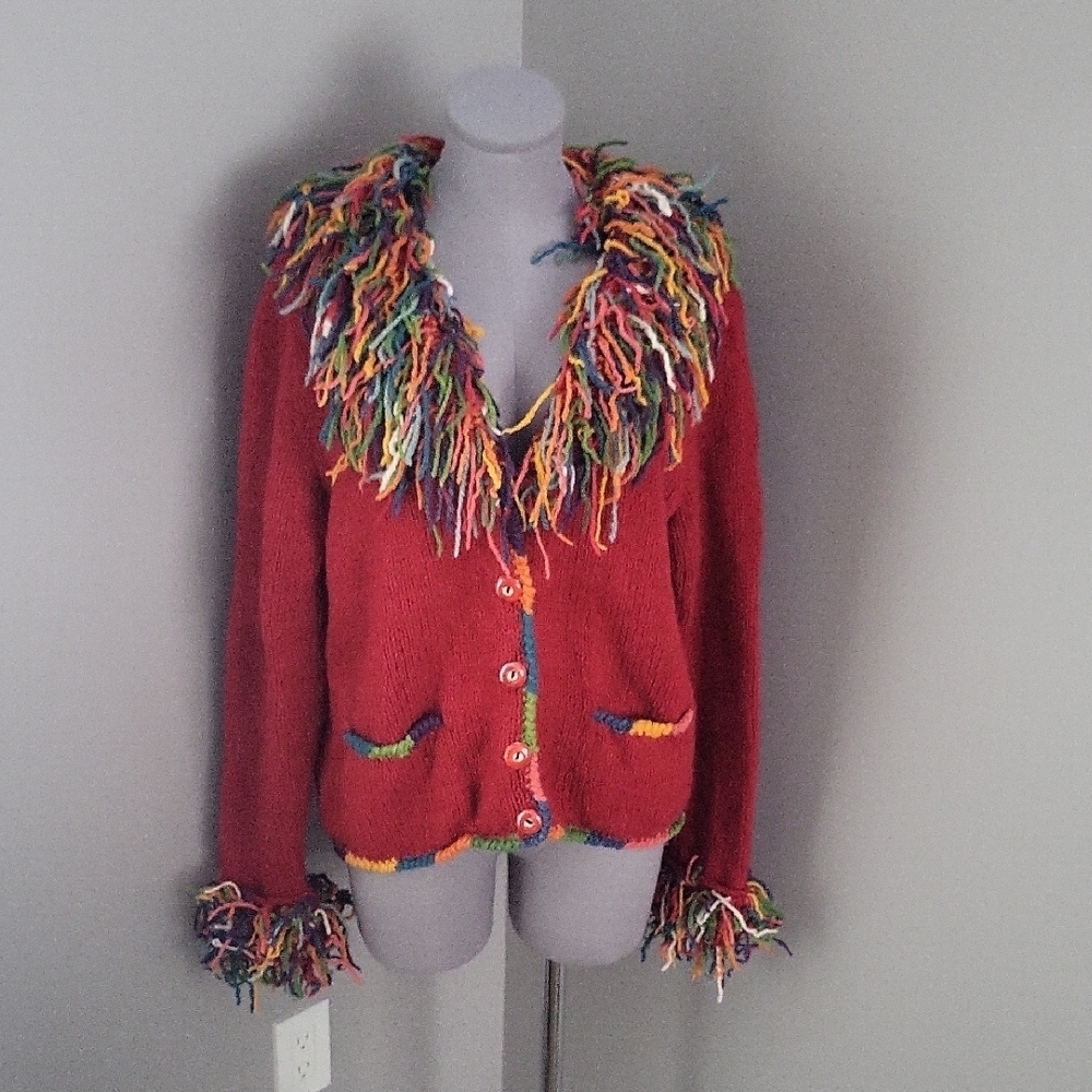 Invisible World 100% Wool Hand Knit Cardigan - Made in Bolivia